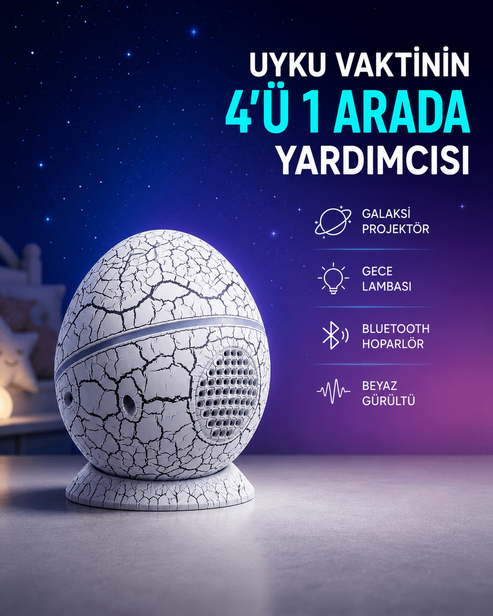 Dinozor Yumurtası Tasarımlı Gece Lambası – Müzik ve Işık Senkronizasyonlu