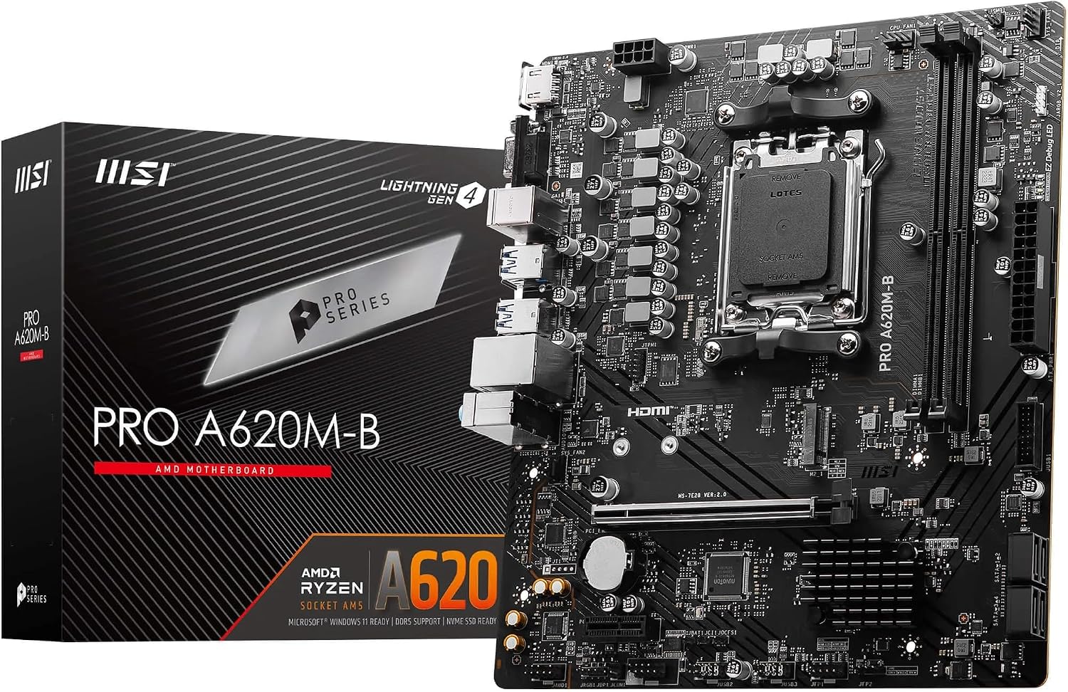 PRO A620M-B AM5 DDR5 6800MHZ(OC) HDMI VGA M.2 USB3.2 JARGB_V2 mATX