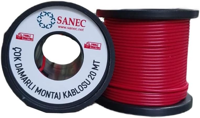 Çok Damarlı Montaj Kablosu - 22 AWG - 20 Metre - Kırmızı