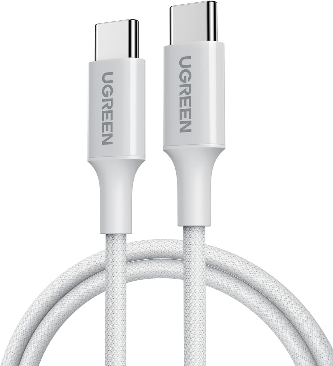 USB-C 60W 3A QC PD Örgülü Hızlı Şarj Kablosu, 1 Metre, Beyaz, 35218