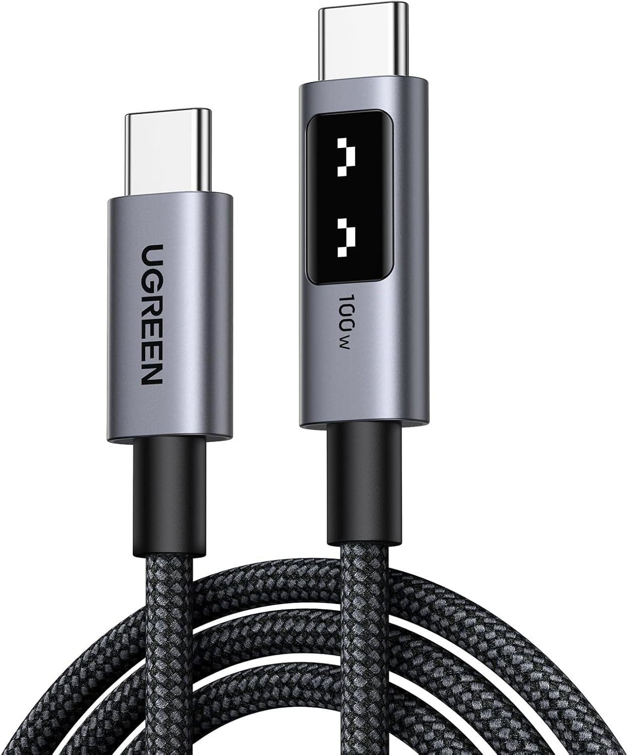 Uno USB-C 100W 5A QC PD Örgülü Hızlı Şarj Kablosu, 1 Metre, Siyah, 35501