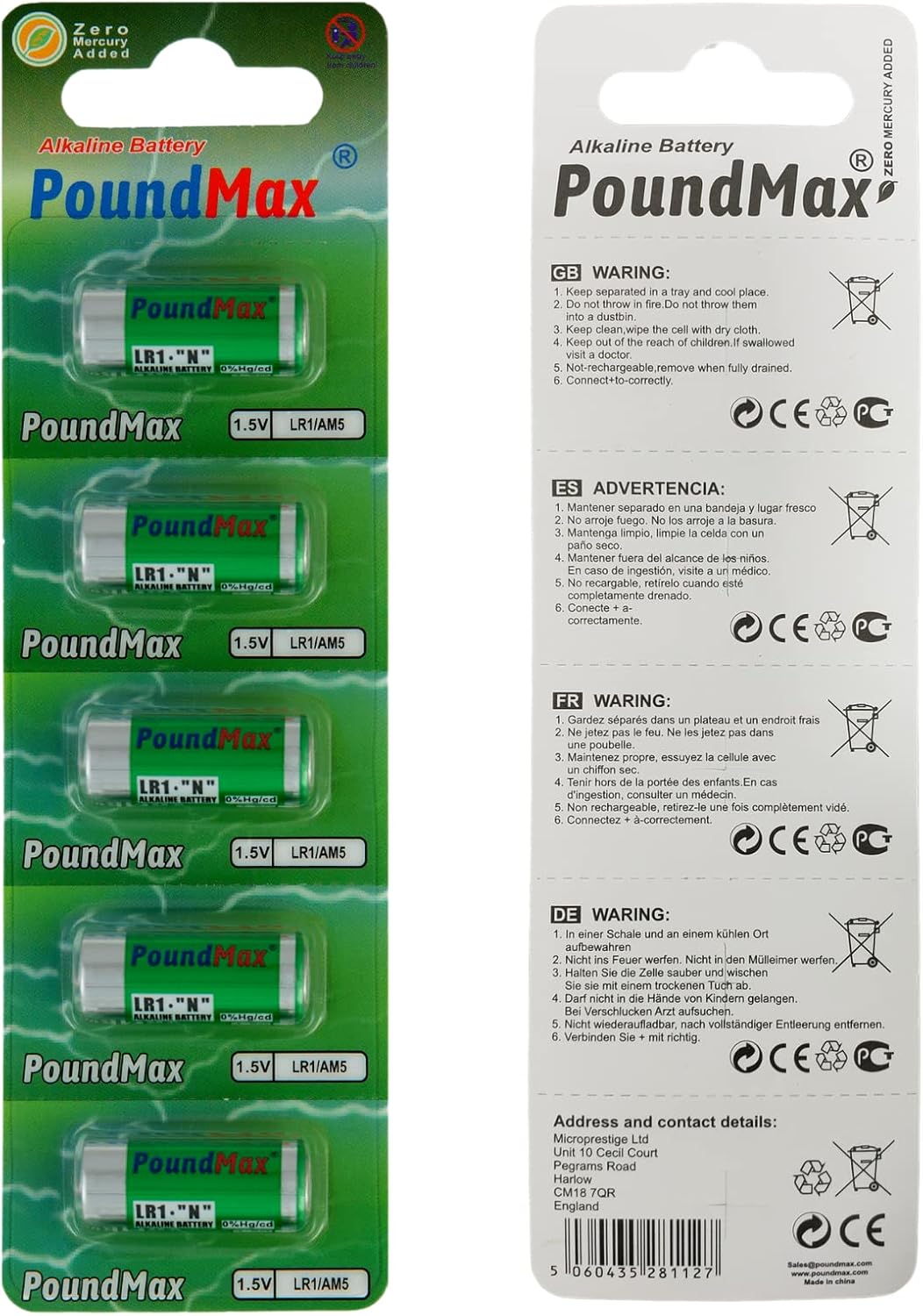5 adet 910A (LR1) 1.5V Alkalin Pil