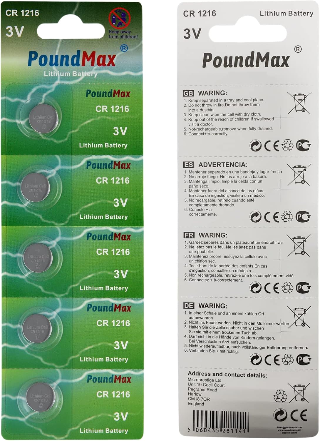 1216 DL1216 3V Lityum Düğmeli Pil (5'li Paket)