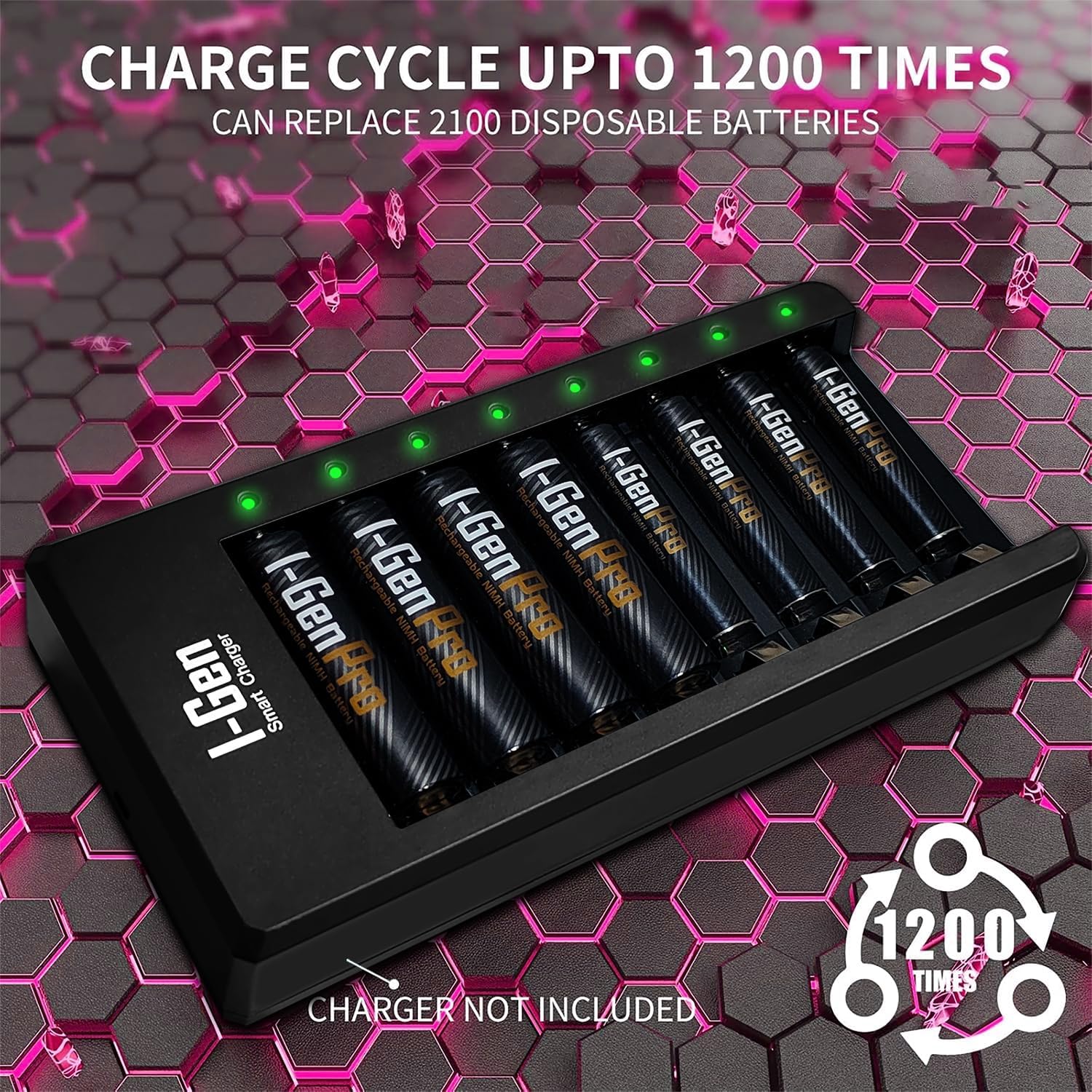 G821 8'li Pil Şarj Aleti + 4 Adet AA Pro 2950 mAh + 4 Adet AAA Pro 1100 mAh Şarjlı Kalem Pilli Set 1.2V Ni-MH