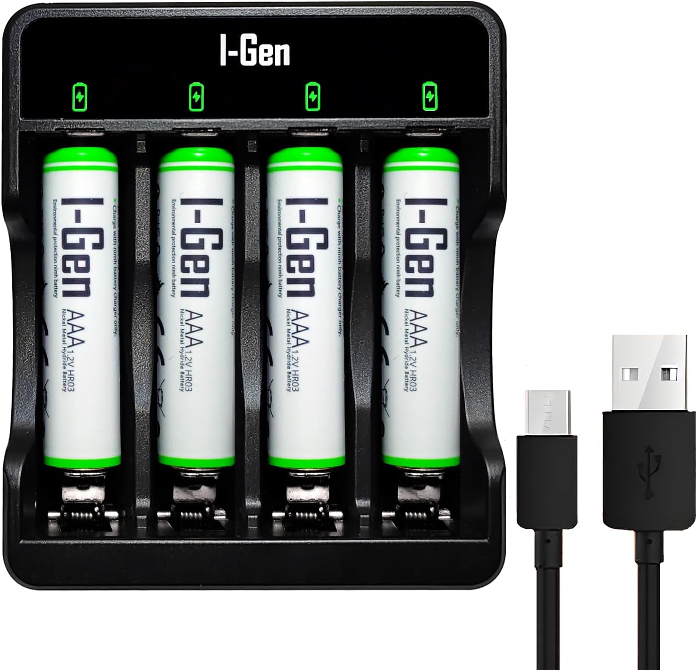 G465 4'lü Pil Şarj Aleti + 4 Adet AAA 650 mAh Şarjlı İnce Kalem Pilli Set