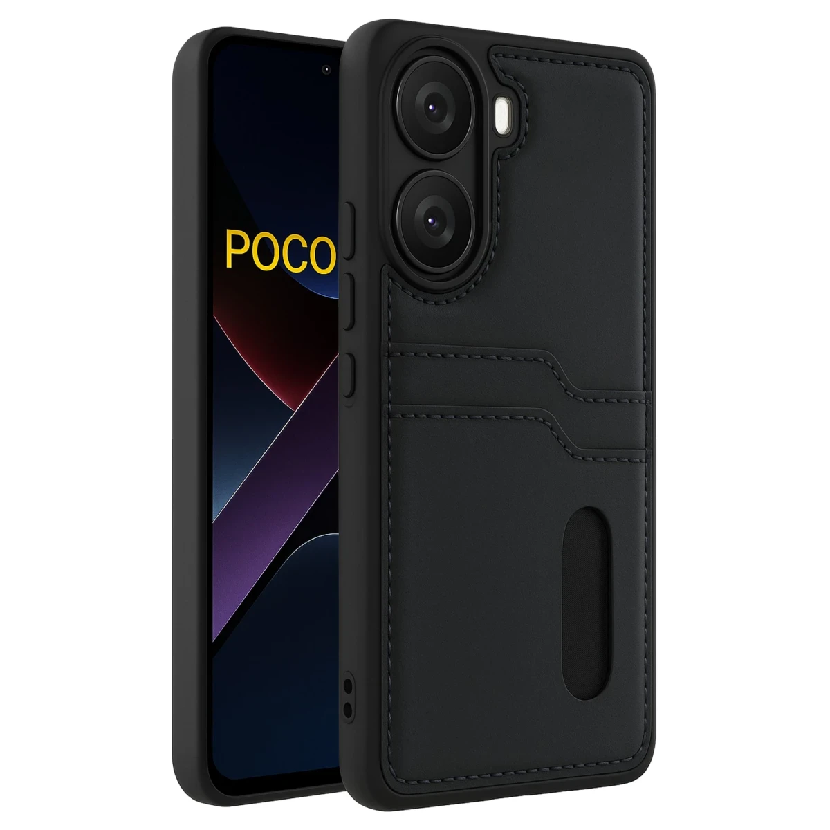Xiaomi Poco X7 Pro Kılıf Sara Kartvizitli Deri Kılıf - Siyah