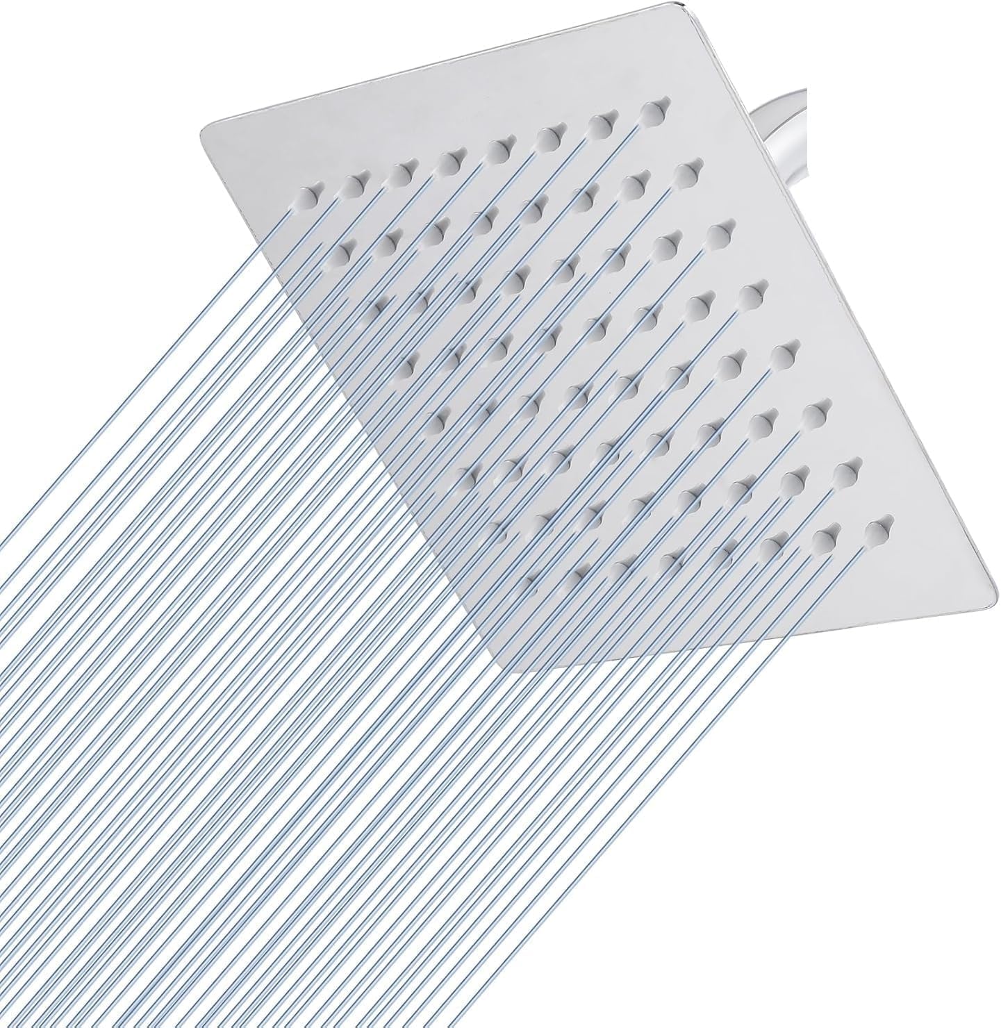 25x25 cm Kare Paslanmaz Çelik Tepe Duş Başlığı - Kireç Önleyici Silikon Nozullu, Ultra İnce Tasarım, Geniş Yağmur Akışlı Banyo Duş Başlığı, Krom