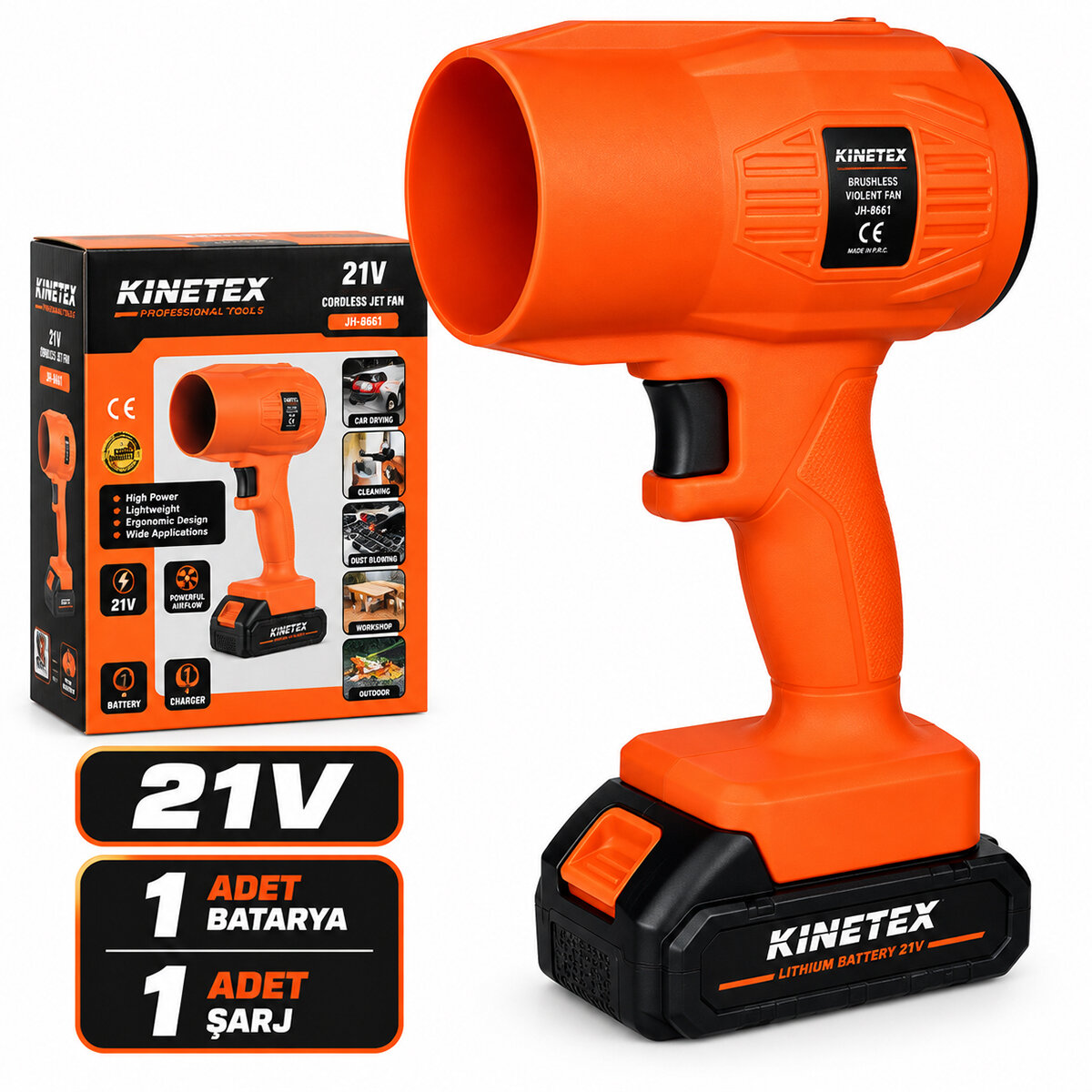 FÖN MODEL ŞARJLI HAVA ÜFLEYİCİ FAN KÖRÜK 21V - 220-240V TOZ-KAR-MANGAL ÜFLE - PET KURUT ÜFLEME KTX-3463