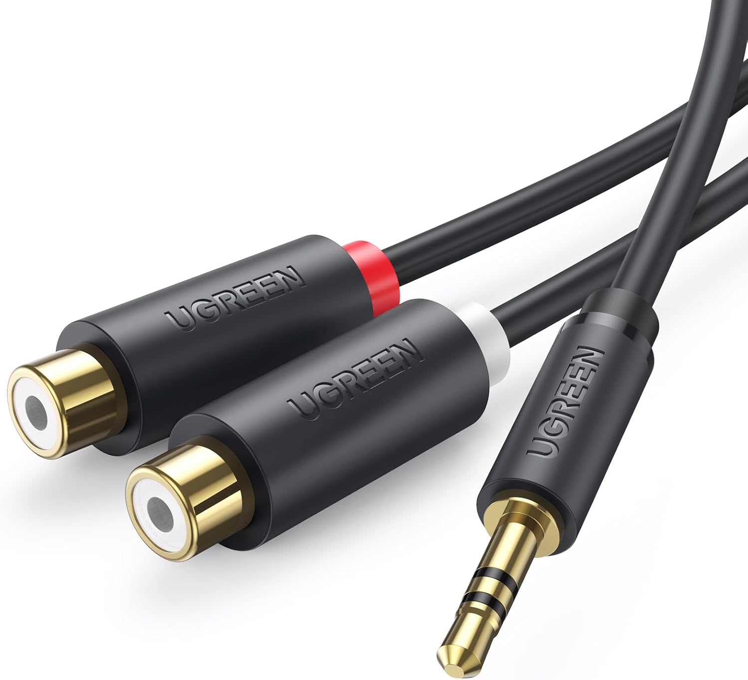 3.5mm Erkek - 2 RCA Dişi Jaklı Stereo Ses Kablosu Y Adaptörü Altın Kaplama Kulaklık Kablosu, 25cm, 10547