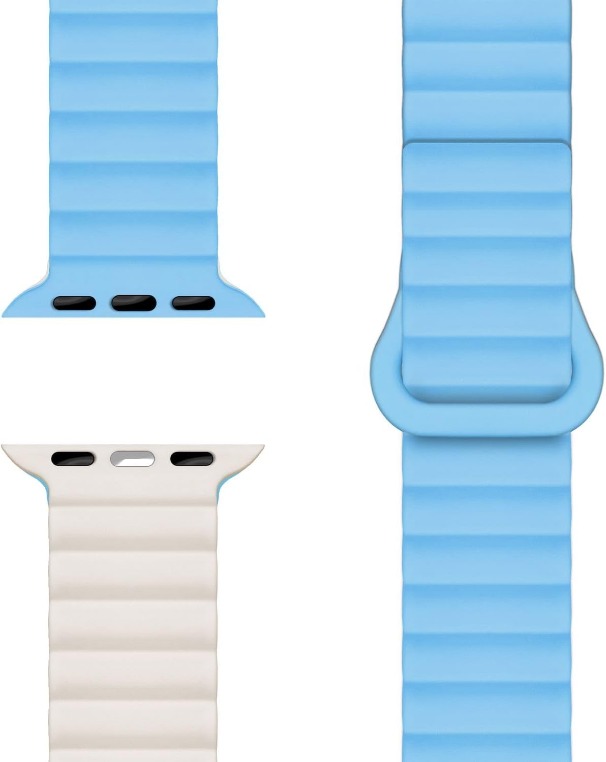 Core mıknatıslı bileklik, Apple Watch Ultra/SE/10/9/8/7/6/5/4/3/2/1 ile uyumlu, nefes alan silikon halka, oluklu tasarım, 38/40/41/42 mm & 42/44/45/46/49 mm