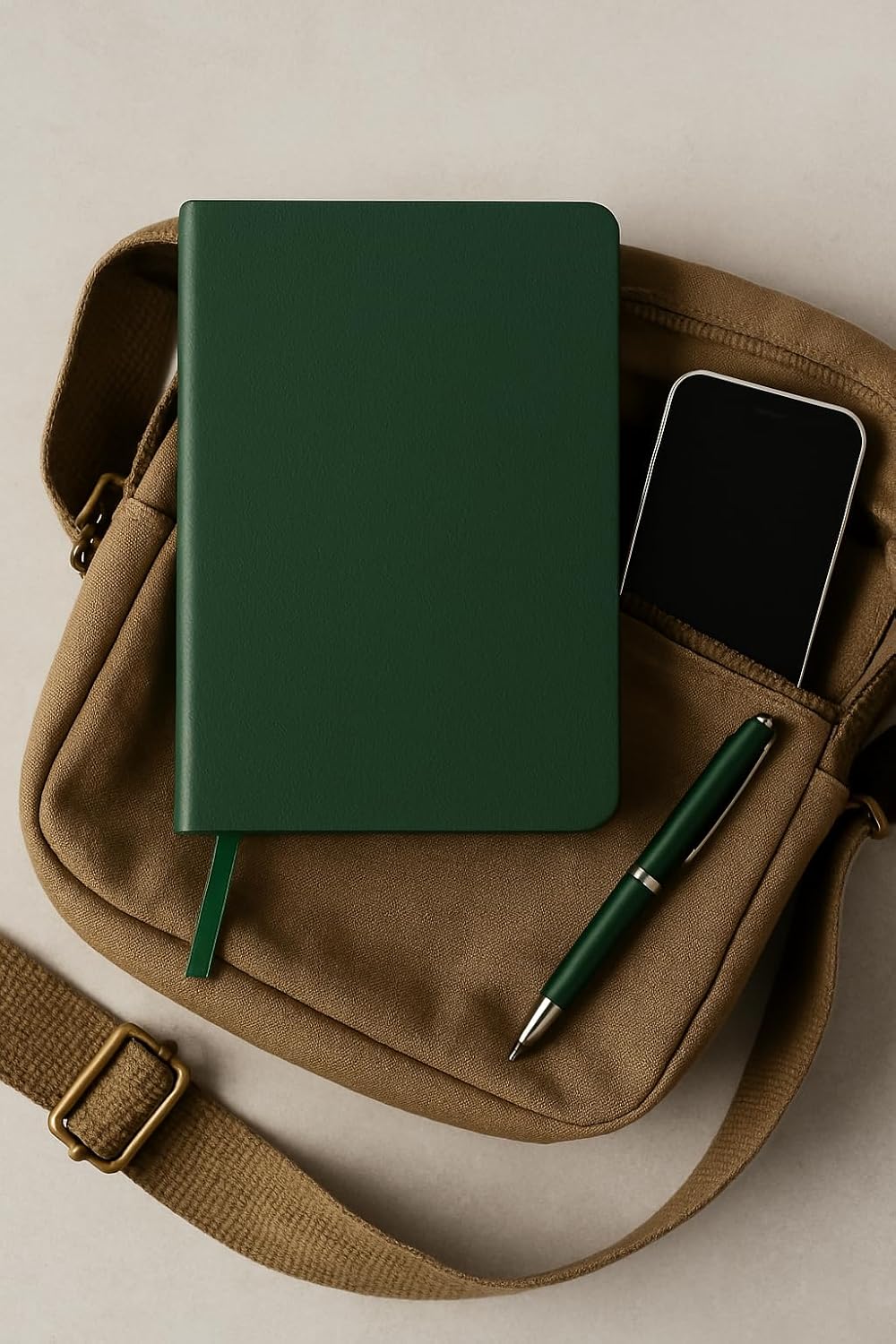 Defter, Noktalı Defter, Termo Deri Kapaklı Noktalı Defter, 128 Yaprak A5 Defter, Ofis ve Kırtasiye, Plan, Notebook (Yeşil)