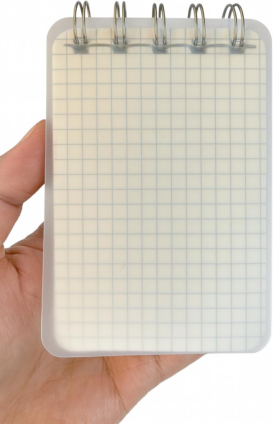 Mini Boy 7,4X10,5 Cm Spiralli Telli Kareli El Not Defteri 100 Yaprak Şeffaf Sert Kapaklı A7 Defter