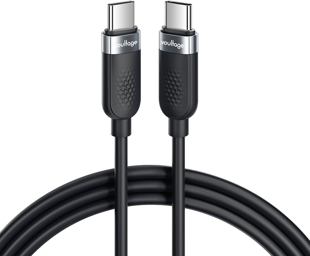 USB-C to USB-C Silikon Hızlı Şarj ve Veri Kablosu, 60W PD 480 Mbps, Yumuşak ve Dolaşmaya Dirençli, Telefon Tablet Laptop Uyumlu, 1 Metre, Siyah