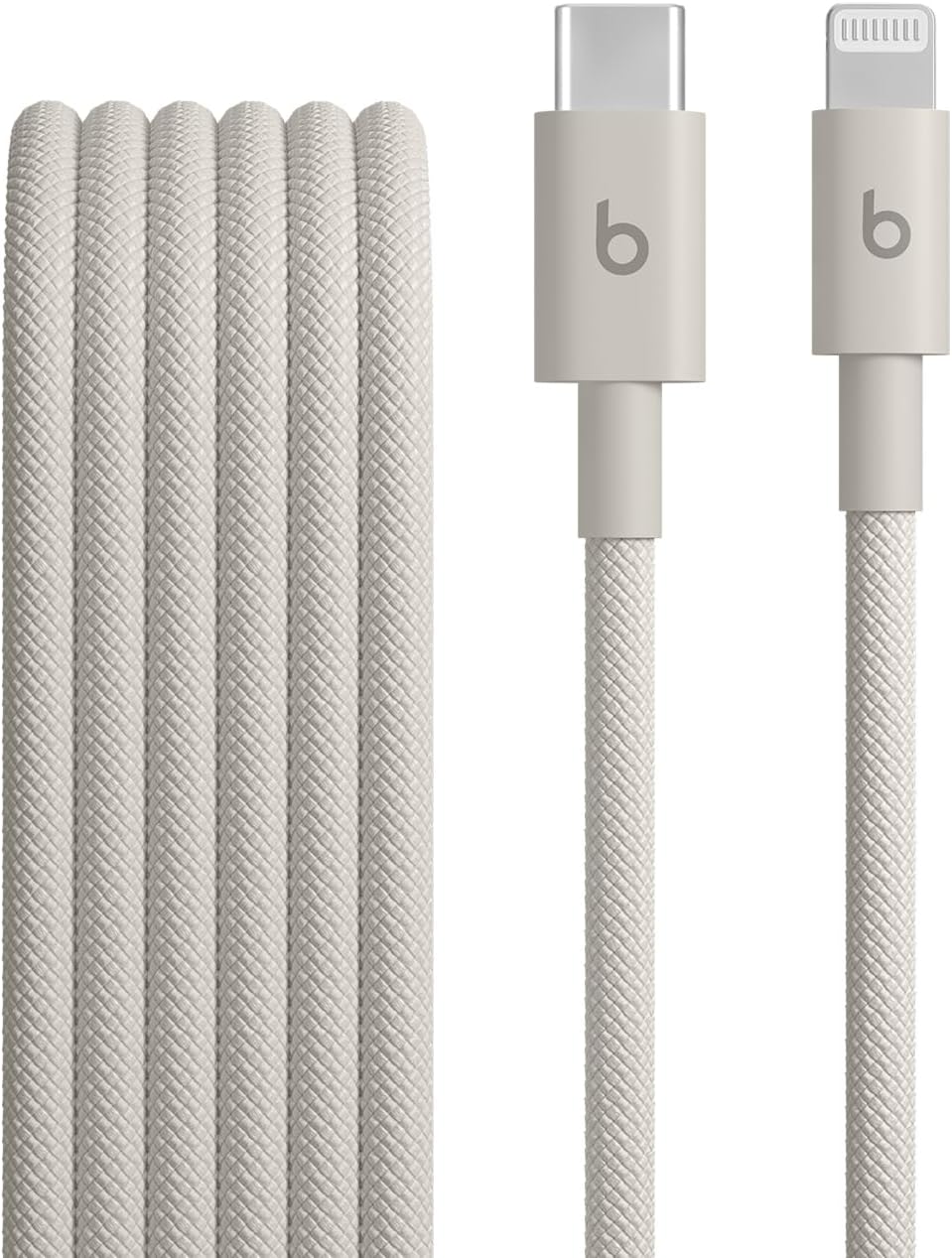 USB-C'den Lightning'e Örgülü Kablo, Hızlı Şarj, Dayanıklı/Dolanmayan, Lightning Girişli Apple Aygıtları İçin Uyumlu Şarj Kablosu (1,5 m) – Granit Beji