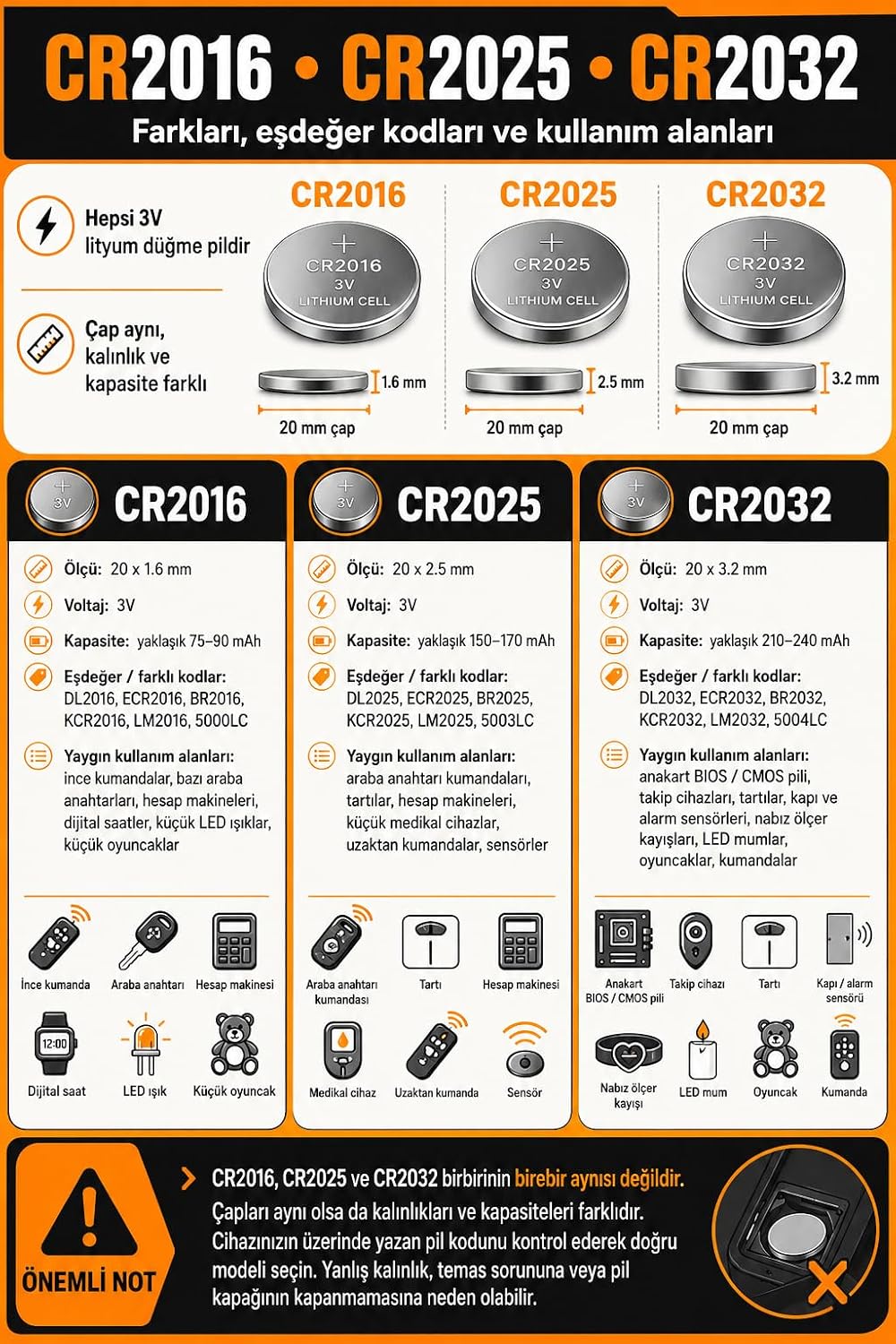 5 Adet CR2025 Lityum Büyük Düğme Pil 3 Volt Araba Anahtarı Tartı Kumanda Sensör Pili