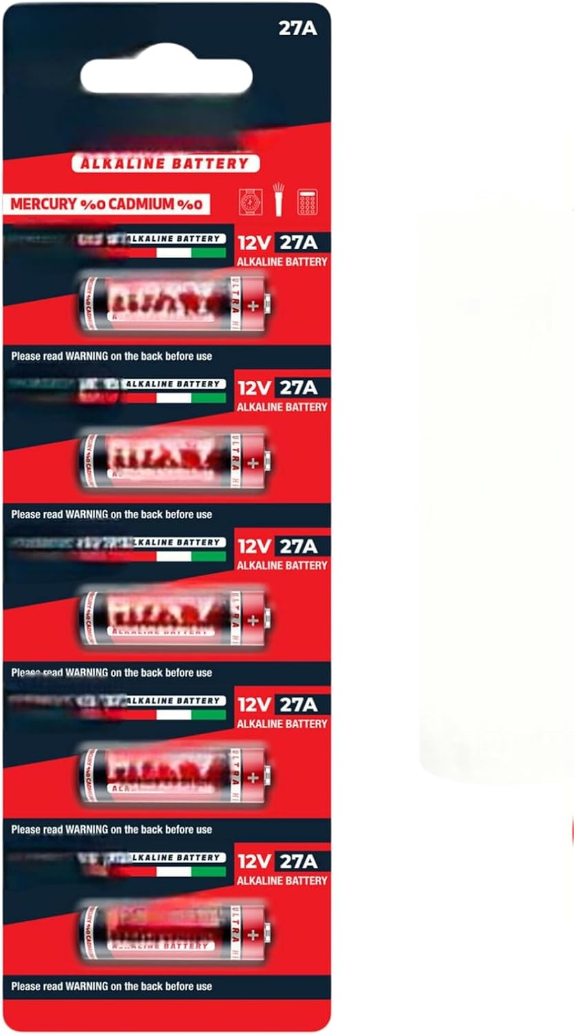 5 ADET 27A 12V Spesifik Pil C5 27A 12 Volt Alkalin Kısa İnce Kalem Alarm Kumandası Pili (5)