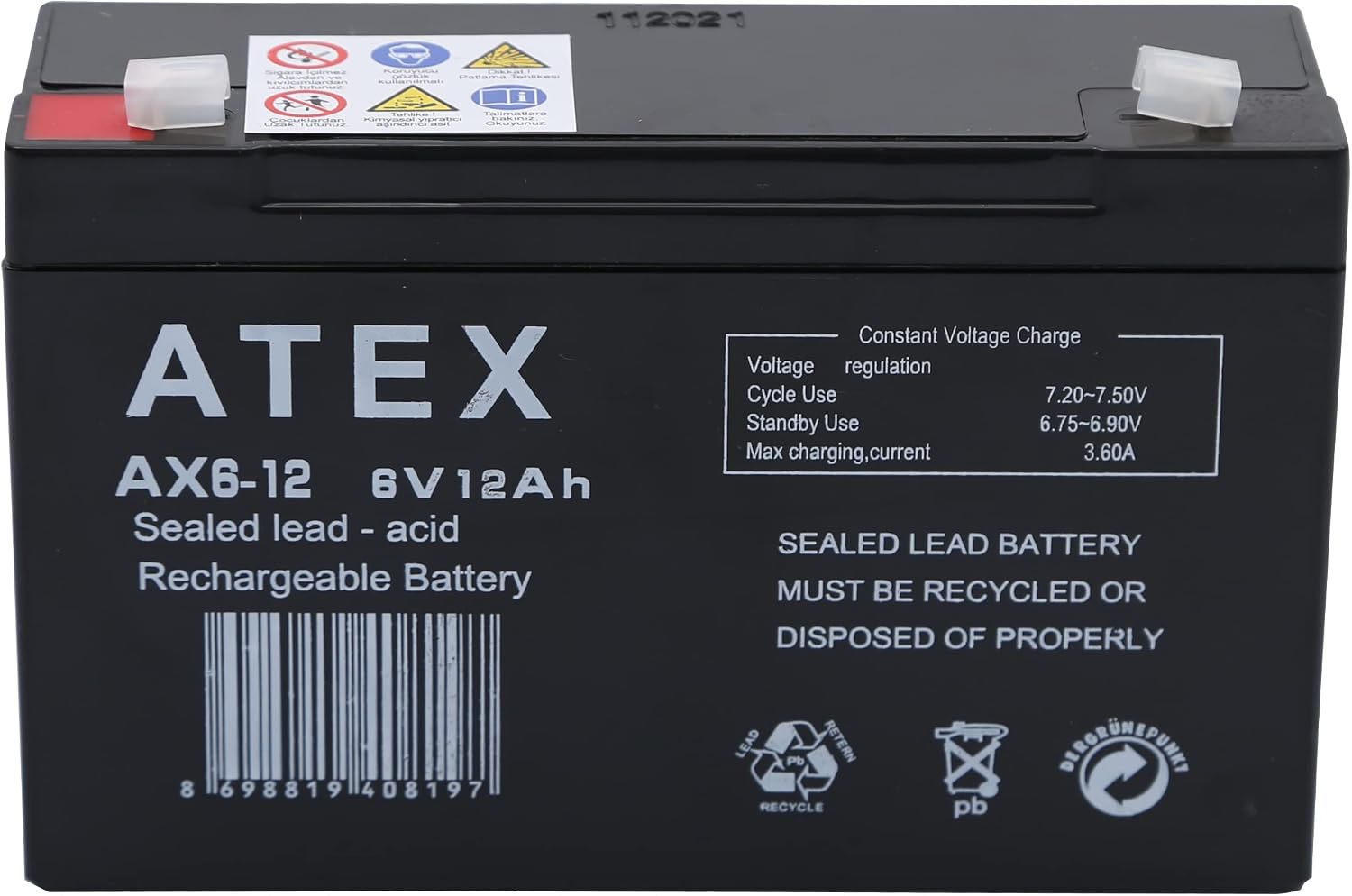 AX6-12 6V Volt - 12Ah Amper Bakımsız Kuru Akü