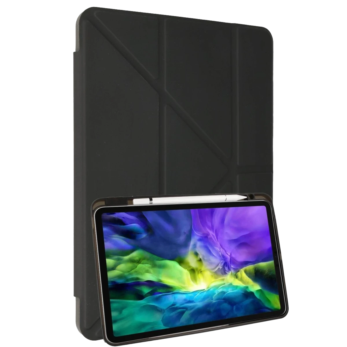 Samsung Galaxy P610 Tab S6 Lite 10.4 Kılıf Kalemlikli Mars Tablet Kılıfı - Koyu Gri