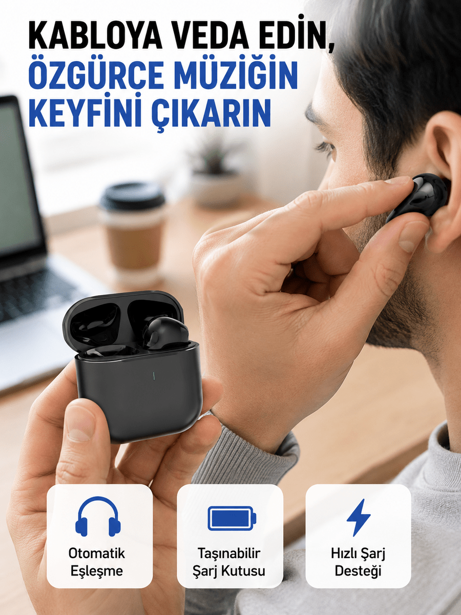 TWS Pro 5 Bluetooth Kulaklık – Kablosuz ve Şarj Kutulu Tasarım Yeni Nesil