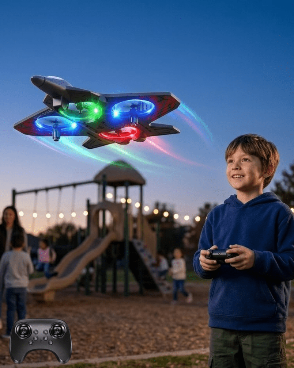 Uzaktan Kumandalı LED Işıklı Drone Uçak 360 Derece Dönüş Özellikli Oyuncak Drone