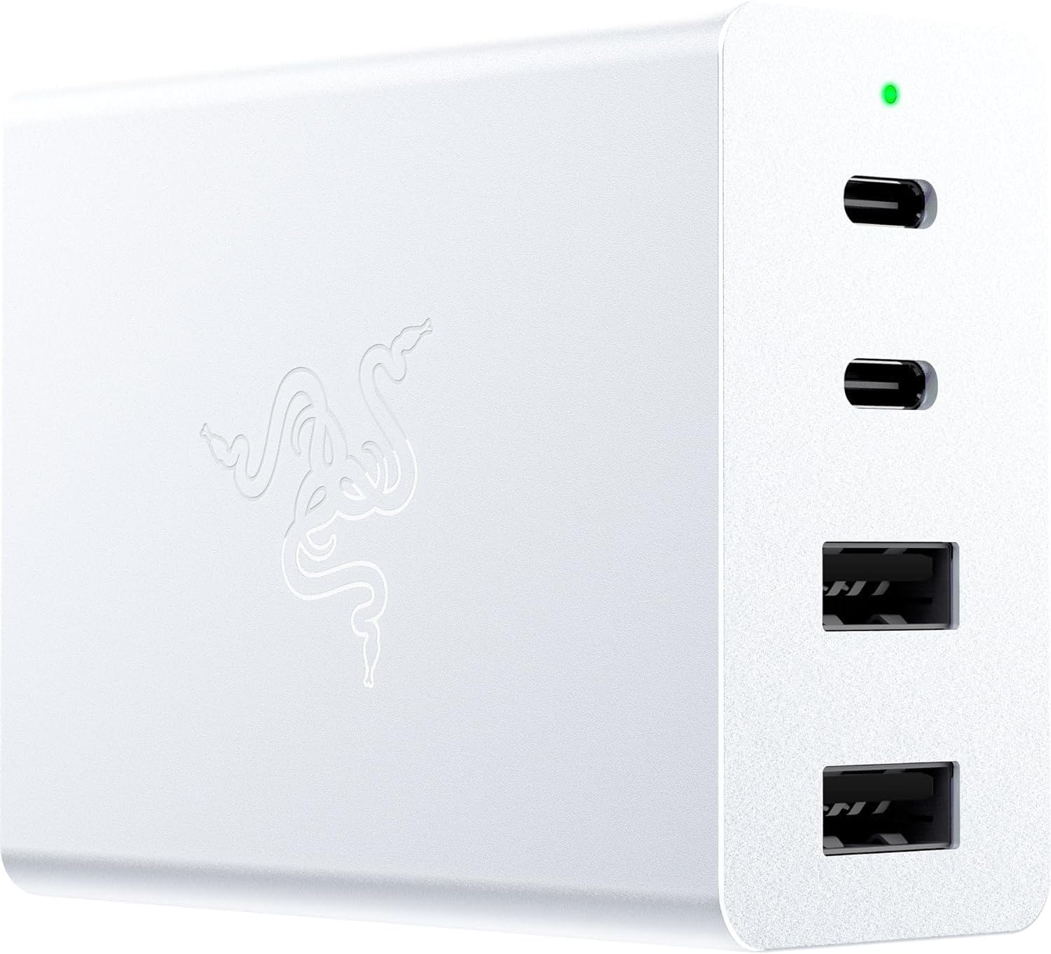 USB-C GaN Şarj Cihazı - Taşınabilir Hızlı Şarj Cihazı (2X USB-C, 2X USB-A, ABD, AB ve İngiltere portlu) Beyaz