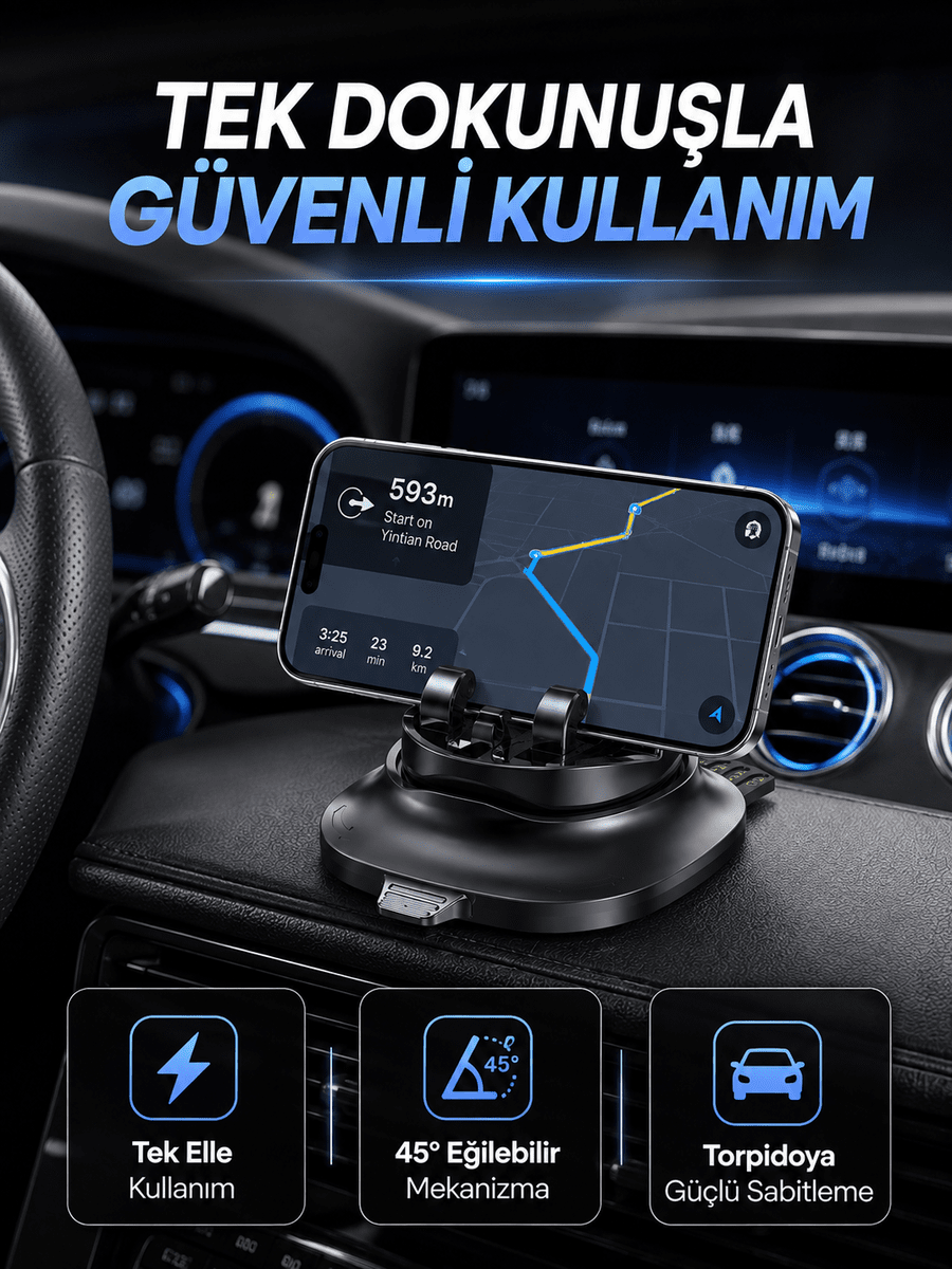 Gizlenebilir Telefon Numaralı Araç İçi Telefon Tutucu Torpido Üstü Telefon Standı