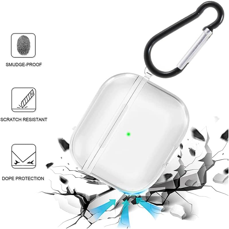 Airpods Pro 2 ile Uyumlu Şeffaf Silikon Kılıf Tam Koruma Kancalı Anahtarlık Delikli Apple Airpods Pro 2 ile Uyumlu Şeffaf Silikon Kılıf