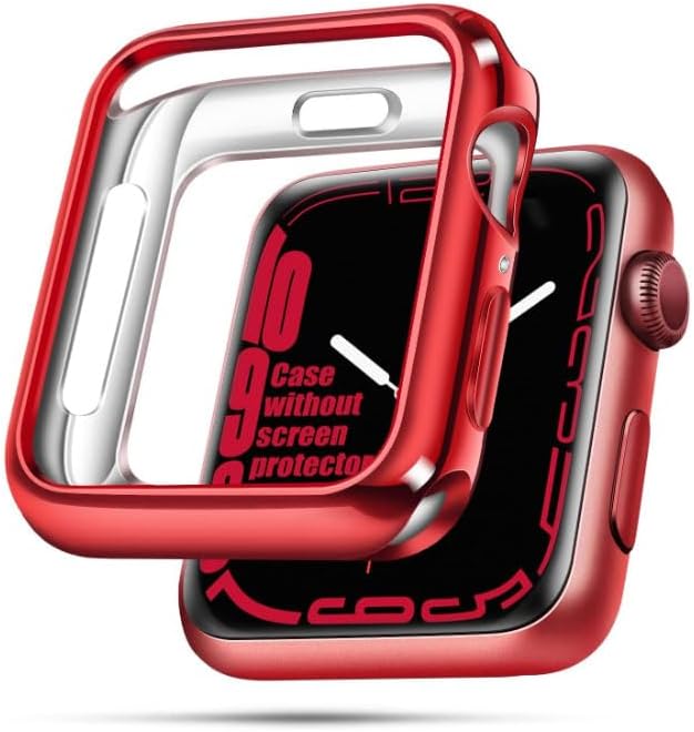 Apple Watch uyumlu Ön ve Arka Metal Çerçeve Mıknatıs ile Birbine Bağlanır 360 Derece Koruma Watch Seri 1 2 3 4 5 6 7 8 SE Ultra 38mm 40mm 42mm Kasa Koruma Bumper Çerçeve (42mm Kırmızı)