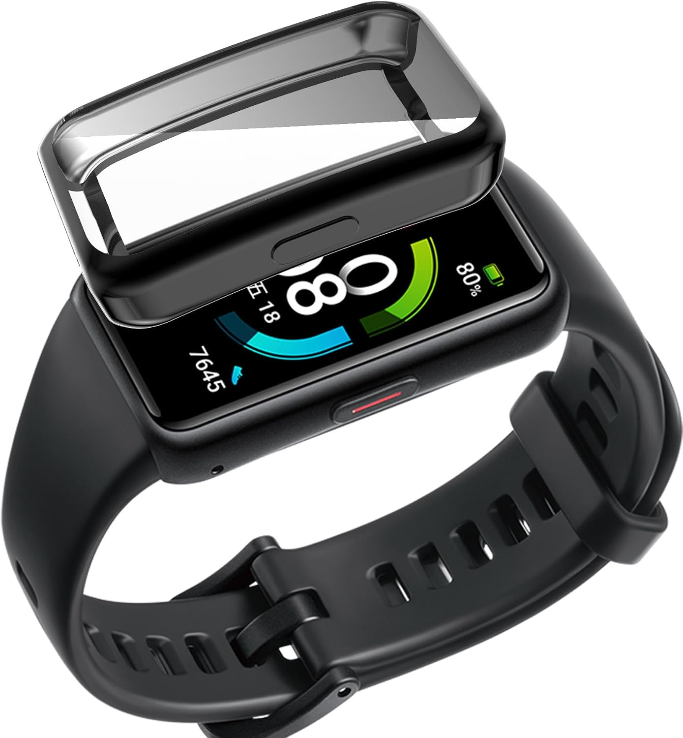 Huawei Watch Honor Band 7 ve Honor Band 6 / Band 6 Pro ile uyumlu Şeffaf Tam Kapatan Çerceve PC Kasa Koruma Gard Çerçeve Şeffaf