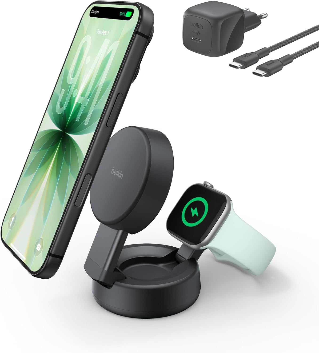 UltraCharge Pro 2’si 1 Arada Qi2 Şarj İstasyonu 25 W, Siyah