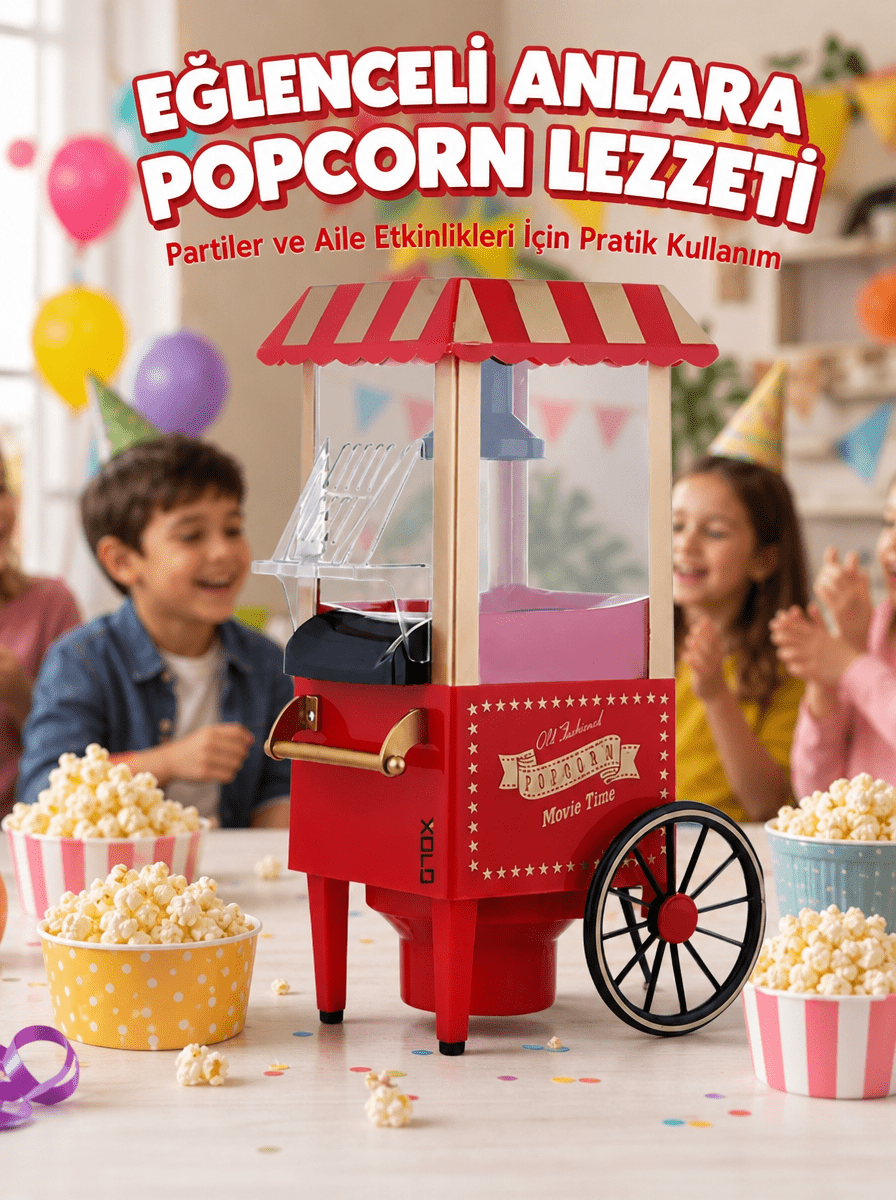 Sıcak Hava Teknolojili Yapışmaz Popcorn Makinesi