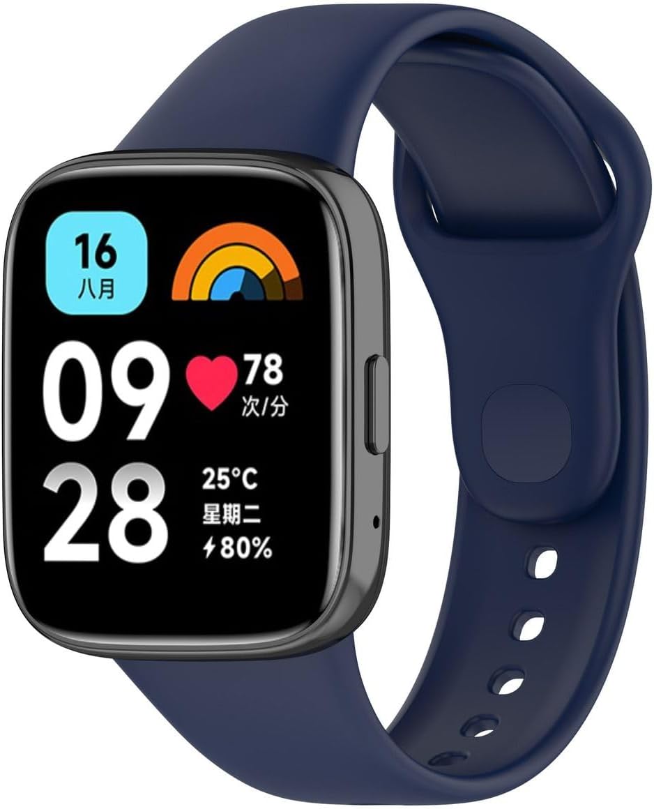 Akıllı Saat Kordonu, Redmi Watch 3 Active ile Uyumlu Silikon Tokalı Saat Kayışı, Terletmeyen Ayarlanabilir Yedek Kordon - Lacivert