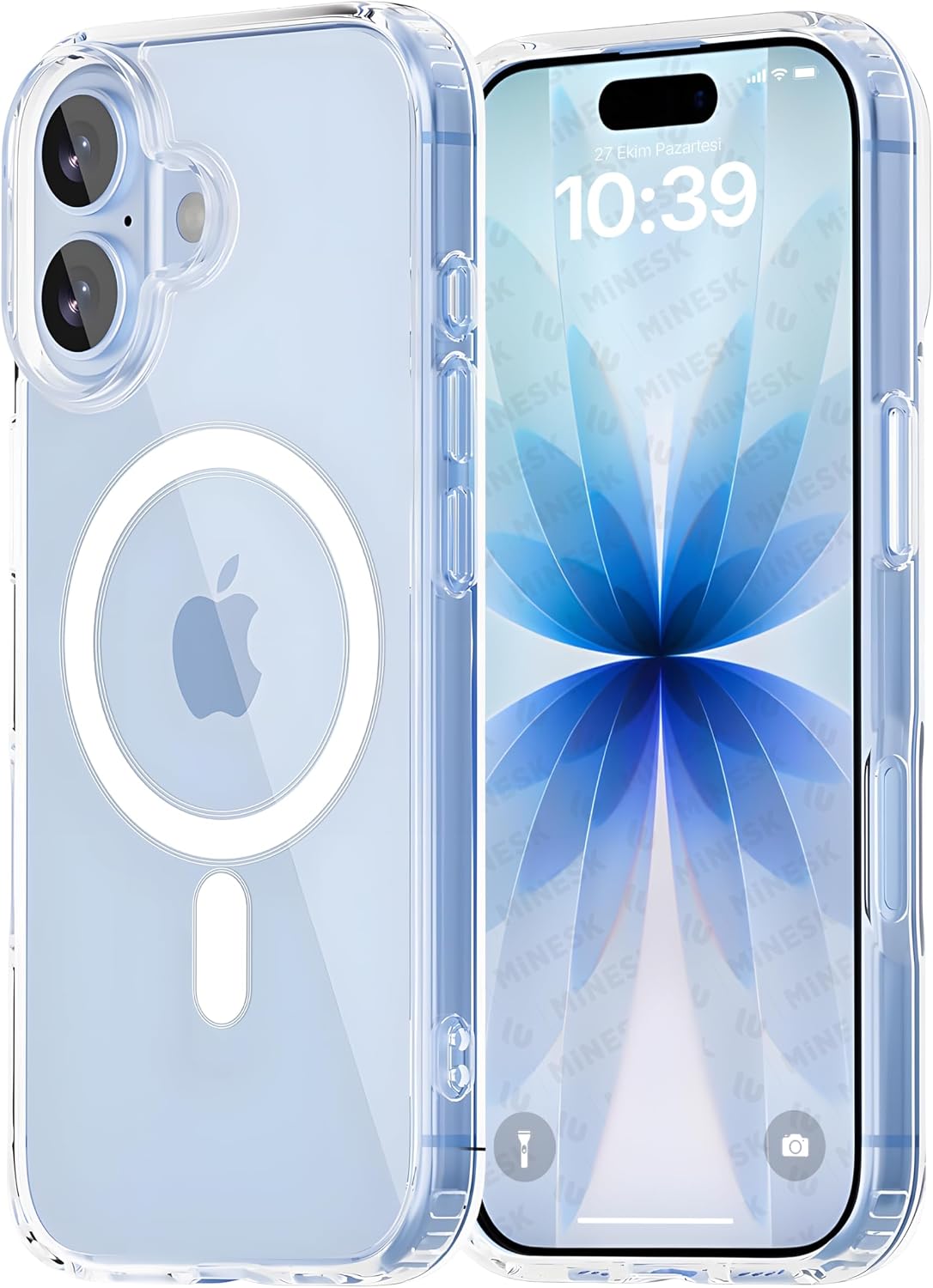 iPhone 17 için Magsafe ile Uyumlu Şeffaf Kılıf Kristal Berraklığında Materyal Polikarbonat Arka Kısım ve Silikon Kenarlar Wireless Kablosuz Şarj Destekli Kılıf Kapak (17)