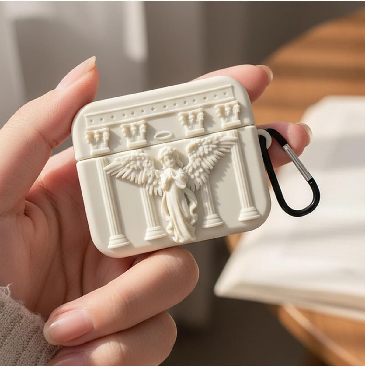 CaseOnn Kılıf Antik Melek Bej Bej Apple AirPods Pro ile uyumlu