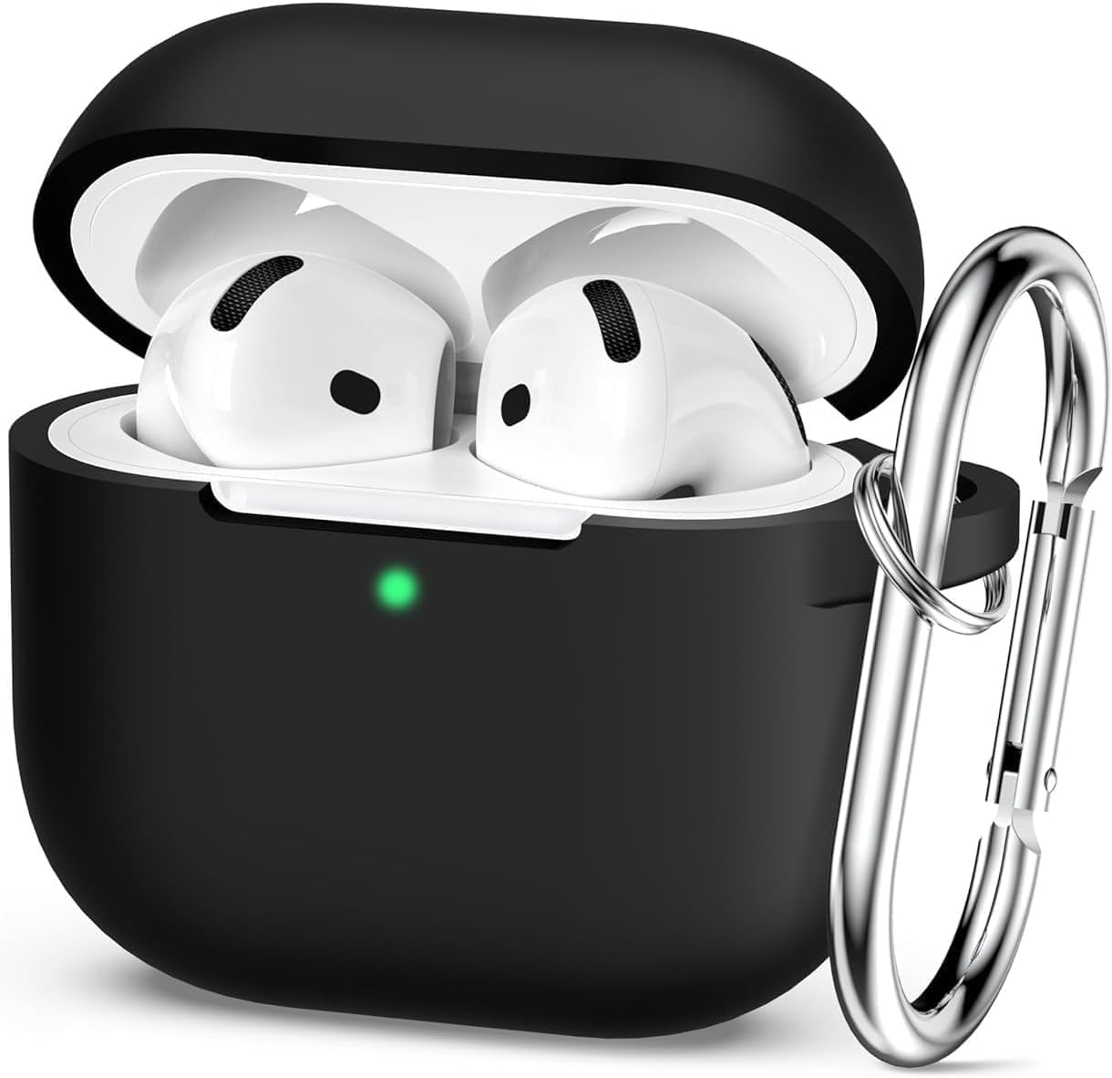 Airpods 4.Nesil 2024 Darbelere Dayanıklı Parmak İzi Karşıtı MagSafe Şarj ile Uyumlu Silikon Kılıf (Siyah, Airpods 4.Nesil 2024 Silikon)
