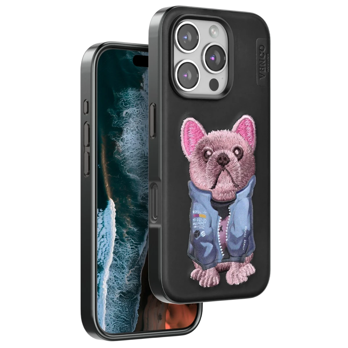 Venco Apple iPhone 16 Pro Cute Desenli Kapak - Siyah
