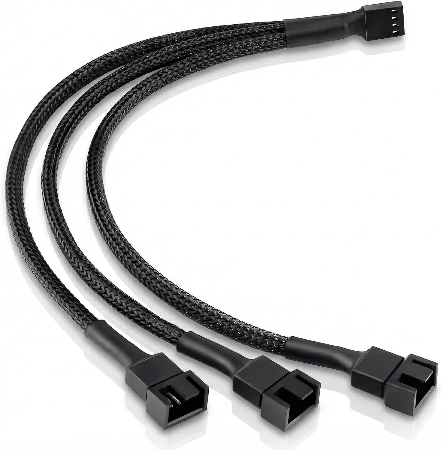 4 Pin Fan Çoklayıcı Y Kablo - 1’den 3’e Splitter - 1x 4-Pin + 2x 3-Pin Çıkış - 4 Pin PWM / 3 Pin DC Uyumlu - 26 cm