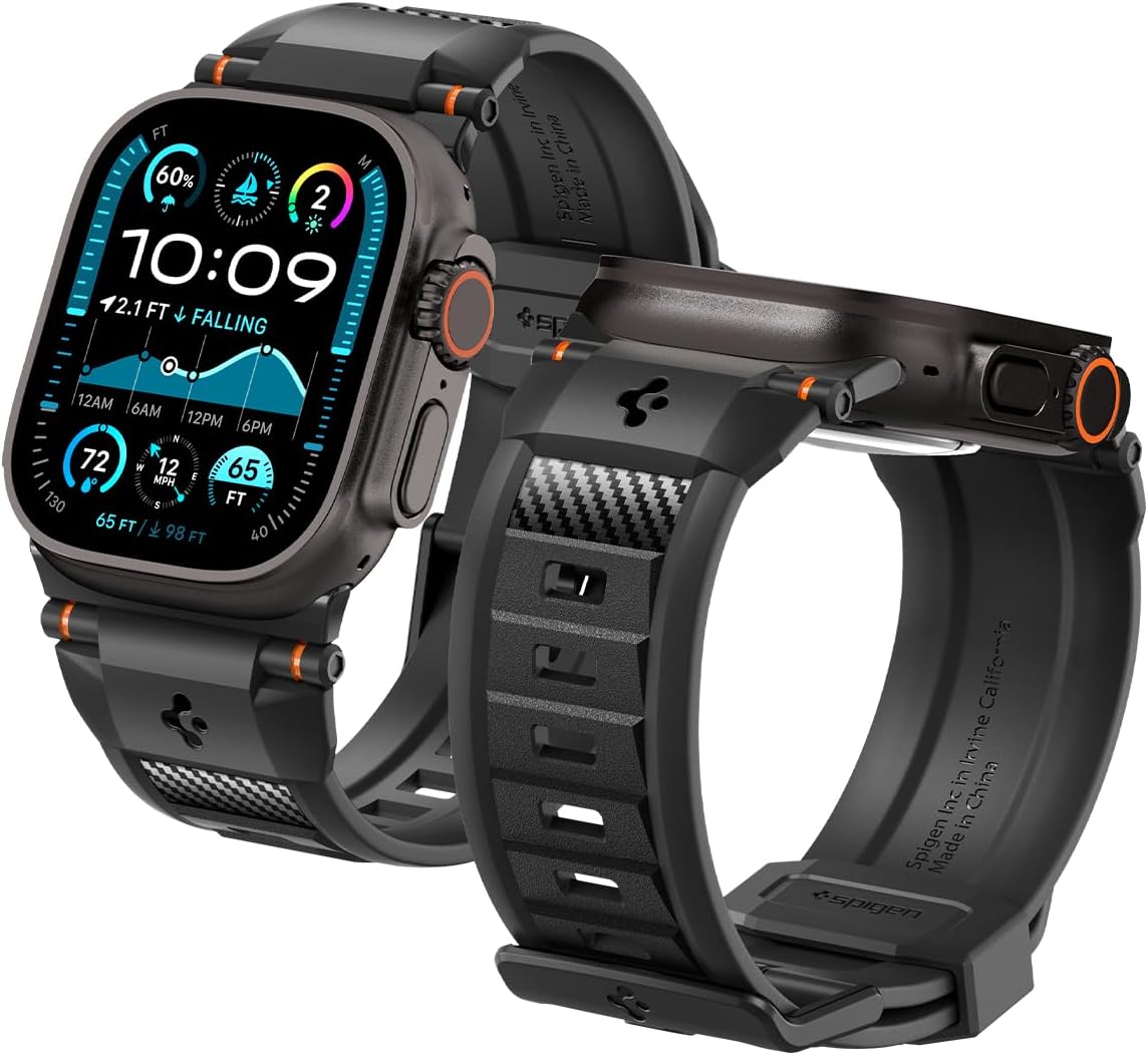 Apple Watch 49/46/45mm Ultra 3/2/1 / Seri 11/10/9/8/7 ile Uyumlu Kordon Kayış Band Rugged Ultra Matte Black - AMP07105