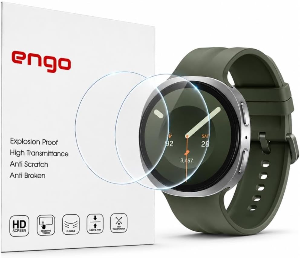 Samsung Galaxy Watch 9 44mm İle Uyumlu Ekran Koruyucu Nano Parlak Çizilmeye Dayanıklı Akıllı Saat Koruması, 9H Kırılmaz Esnek Cam, Hd Şeffaf 2 Adet SM-L350
