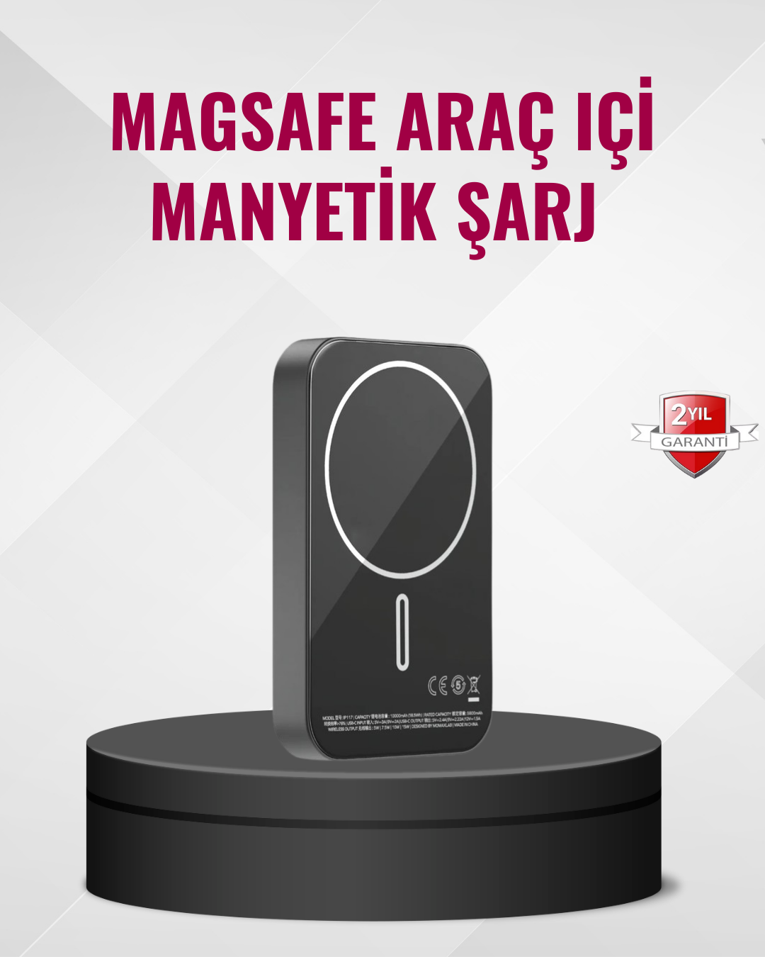MagSafe Araç Telefon Tutucu 15W Hızlı Şarj Type-C Girişli