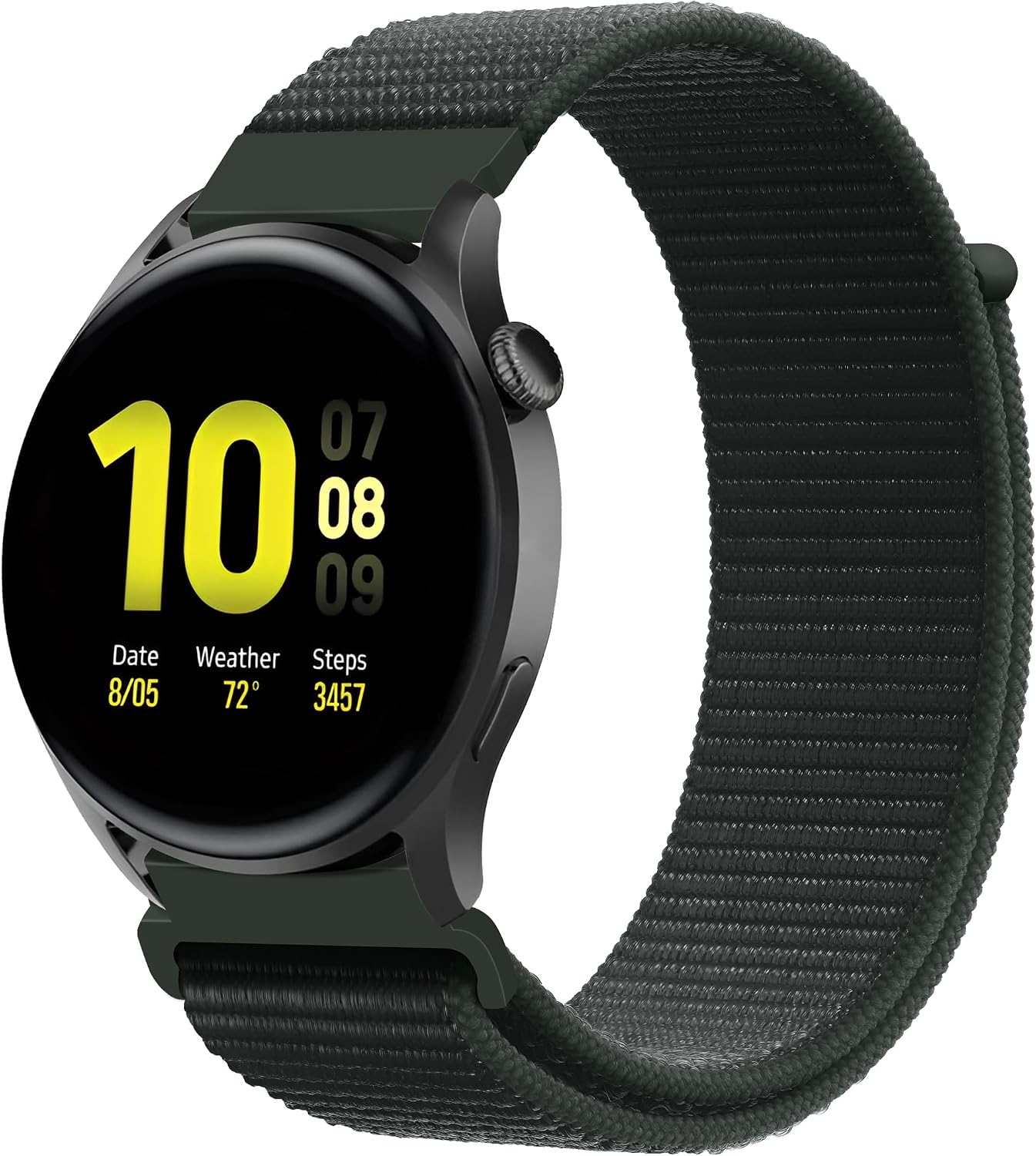 Samsung Galaxy Watch 7/6/5/4/FE Serisi (40mm/44mm), Watch 6/4 Classic (47mm/43mm/42mm) ve Samsung Watch 5 Pro (45mm) için Yumuşak ve Konforlu Hasır 20mm Naylon Kordon