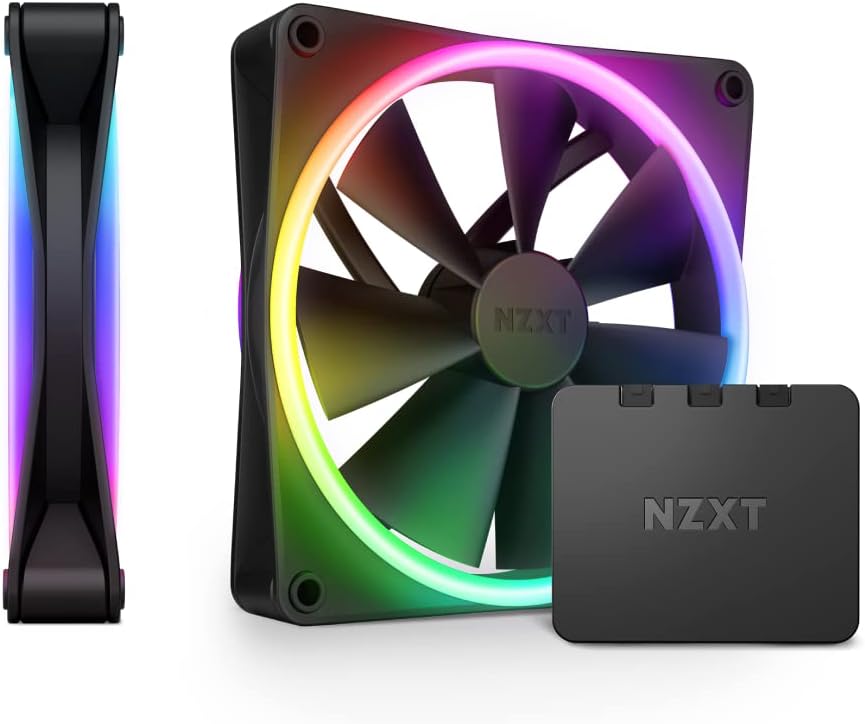 F140 RGB ikili paket – 2 x 140 mm çift taraflı RGB fan, RGB denetleyicili – 20 ayrı ayrı adreslenebilir LED – dengeli hava akışı ve statik baskı – siyah