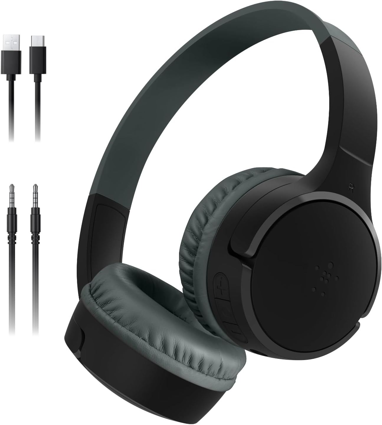 SoundForm Mini Çocuk Kablosuz Kulaklık (Siyah) – Dahili Mikrofon, 30 Saat Çalma, Eğlenceli Çıkartmalar, iPhone, iPad ve Galaxy Uyumlu