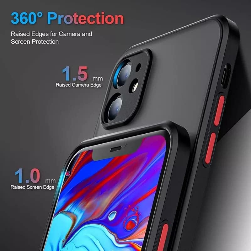 iPhone 11 ile Uyumlu Arka Kısmı Mat Şeffaf Yapıya Sahip Kenarları Silikon Tpu Malzemeden Üretilmiş Renkli Tuşlara Sahip Kamera Korumalı Transparan Kılıf (Siyah)