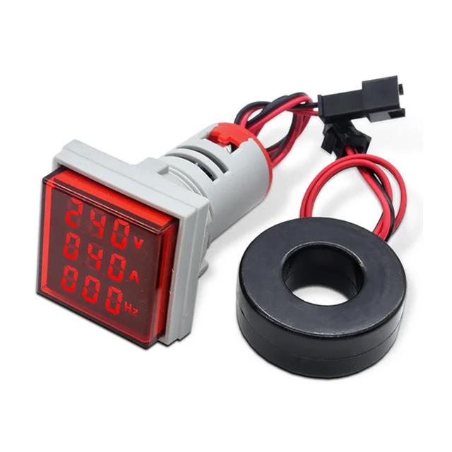 Voltampermetre 50-500V 0-100A AC Kare Kırmızı (AD22-22VAS)