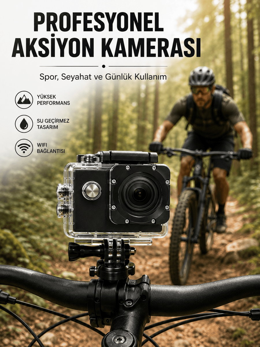 Profesyonel Çekimler İçin 4K Ultra HD WiFi Spor Kamerası