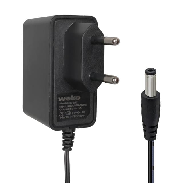 Weko WK-37857 Plastik Kasa 8 Volt - 1 Amper Yerli Üretim 5.5*2.5 Mm Uçlu Priz Tipi Adaptör