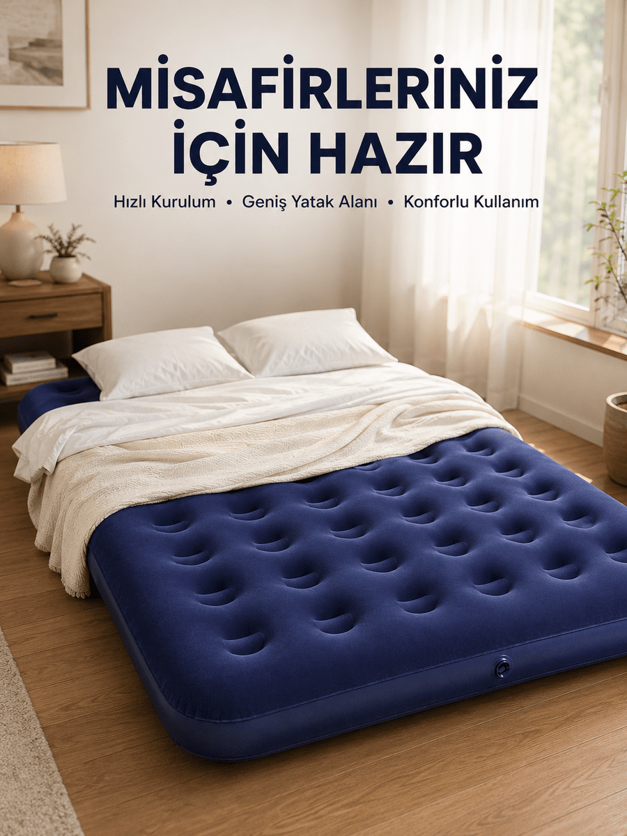 Kamp ve Festival İçin Şişirilebilir Yatak Çift Kişilik Sağlam Yapı