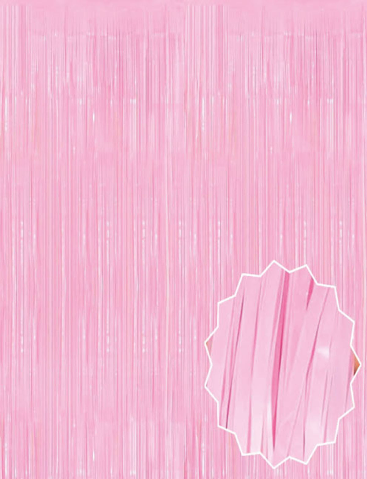 Soft Pembe Püsküllü Kapı Perdesi - Parti, Baby Shower, Cinsiyet Partisi 1x2 m