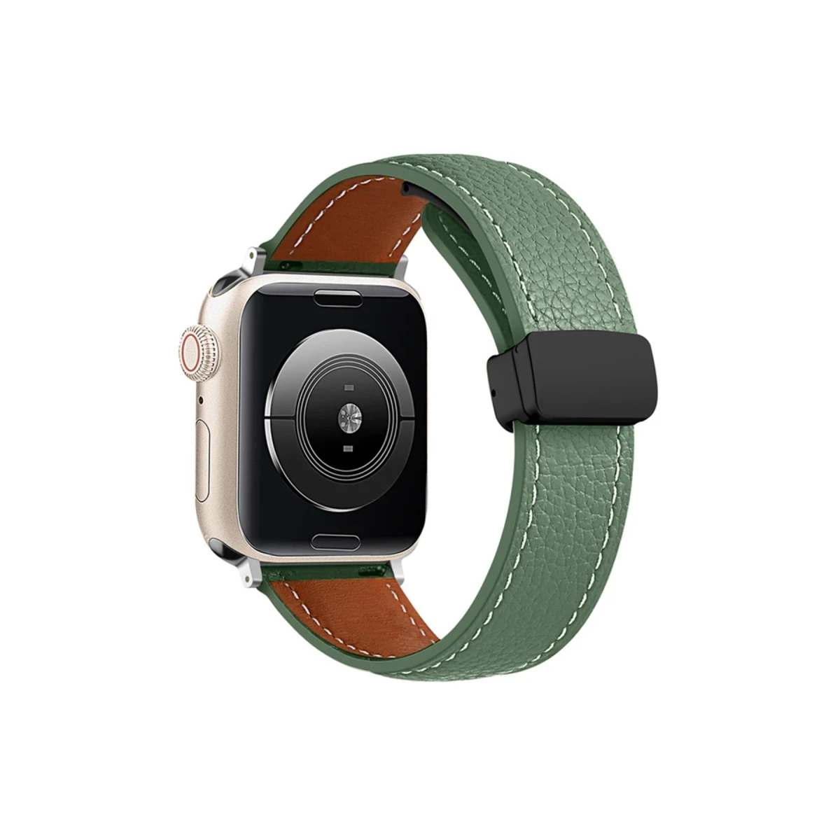 Apple Watch 38mm KR414 Daks Deri Kordon - Koyu Yeşil